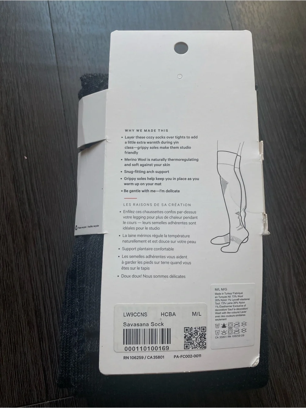NWT Lululemon Savasana Sock Black Dance Studio Thigh Leggings M/L